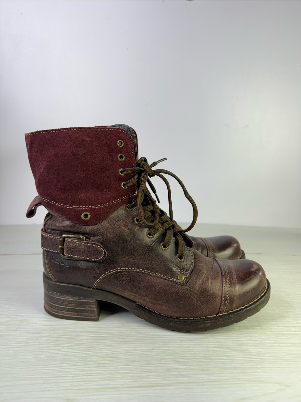 Taos Crave Distressed Leather Ankle boots Size US 9 EU 40 - Picture 3 of 9